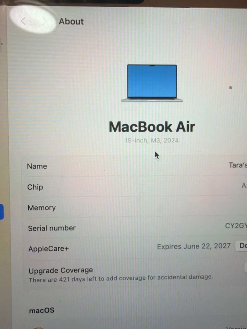 Apple MacBook Air 15-inch Silver with Blue Screen Icon